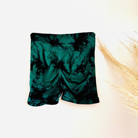 NEW Viral TikTok Black Seamless Tie Dye Scrunch Gym High Rise Short Shorts - Picture 4 of 16